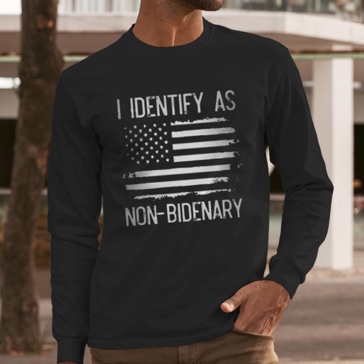 I Identify As Non Bidenary American Flag Enjoyable Gift 2022 Men Long Sleeve Tshirt