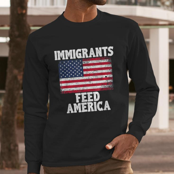 Immigrants Feed America With America Flag Men Long Sleeve Tshirt