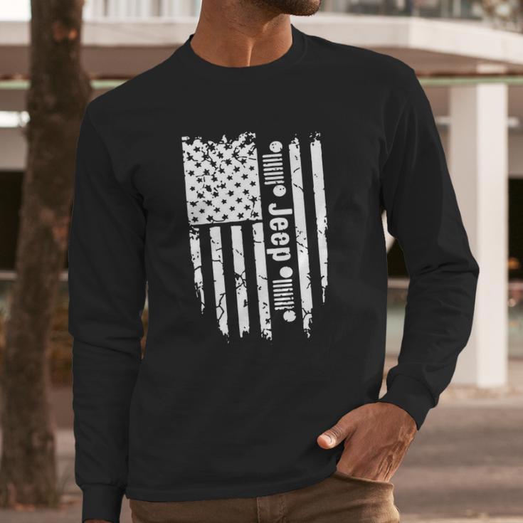 Jeep American Flag Men Long Sleeve Tshirt