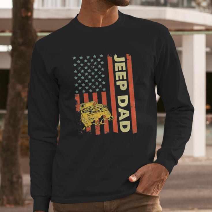 Jeep Dad American Flag Fathers Day 4Th Of July Men Long Sleeve Tshirt