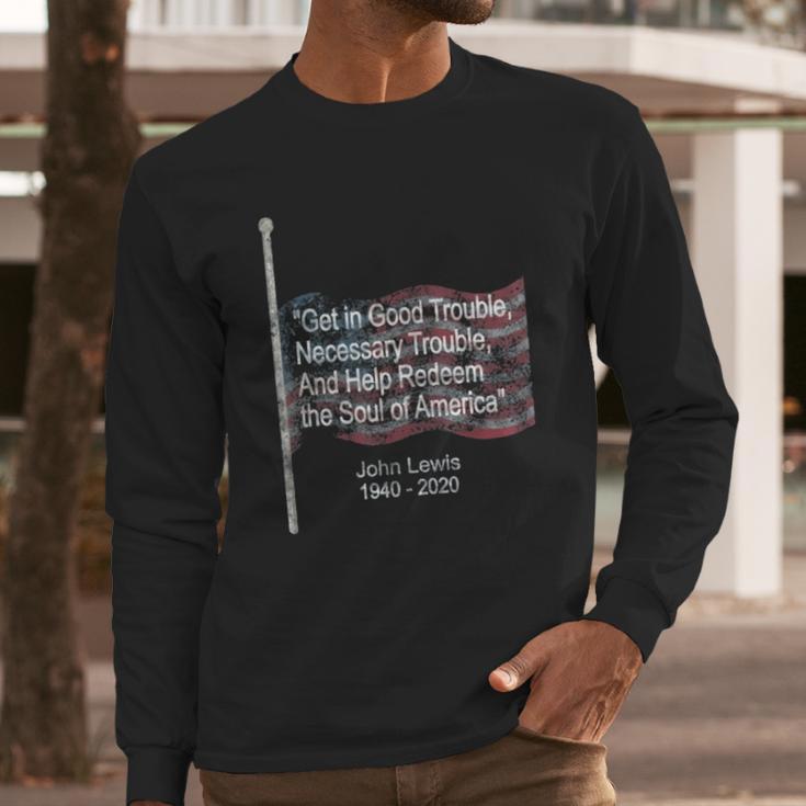 John Lewis Good Trouble American Flag Men Long Sleeve Tshirt