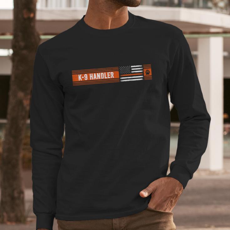 K9 Handler Search & Rescue Thin Orange Line Flag K9 Unit Graphic Design Printed Casual Daily Basic Men Long Sleeve Tshirt