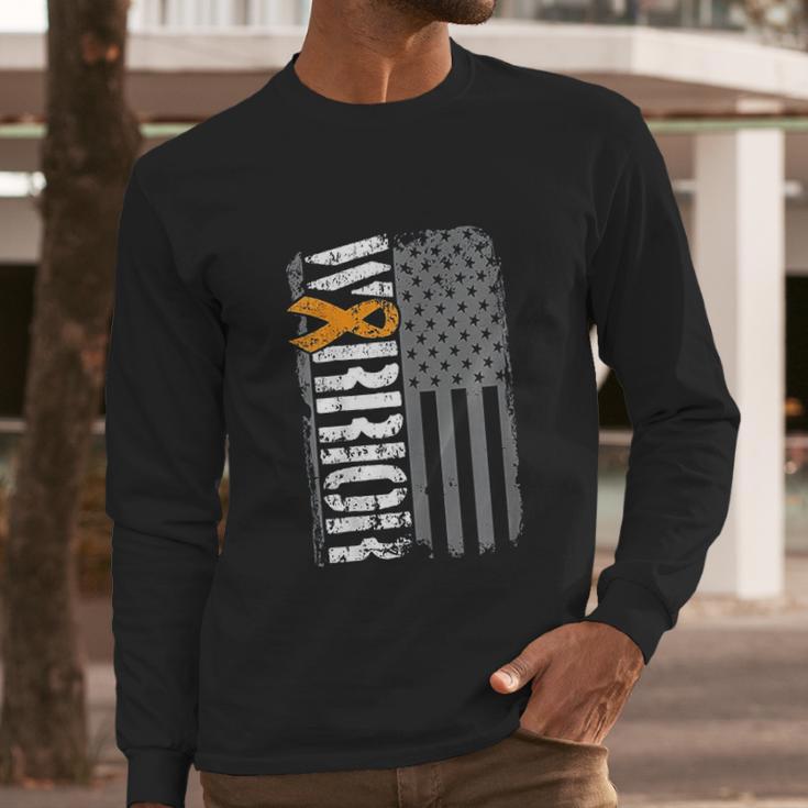 Kidney Warrior Sideways Awareness Ribbon Usa Flag Men Long Sleeve Tshirt