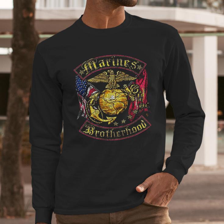 Marine Corps Usmc Marines Double Flag Men Long Sleeve Tshirt