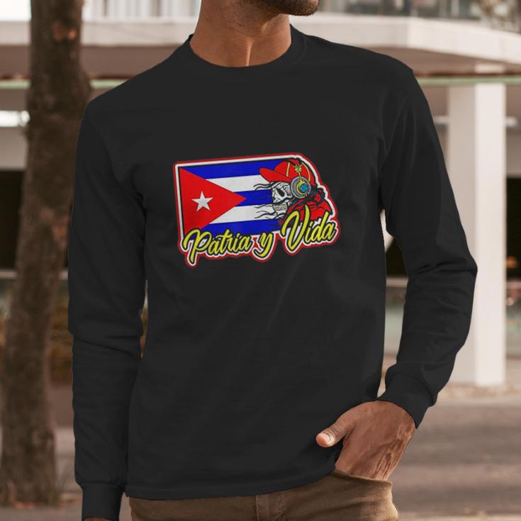 Patria Y Vida Cuba Flag Men Long Sleeve Tshirt