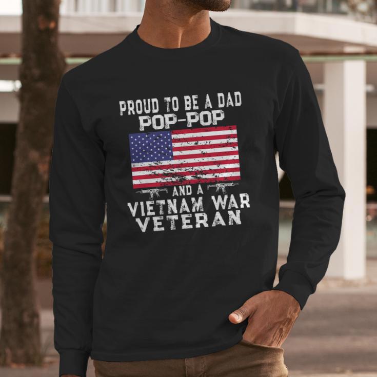 Mens Proud Dad Pop-Pop Vietnam War Veteran - Retro Us Flag Grandpa Men Long Sleeve Tshirt