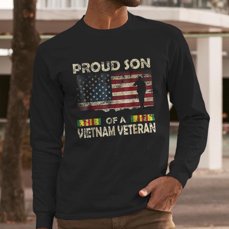 Proud Son Of Vietnam Veteran American Flag Men Long Sleeve Tshirt