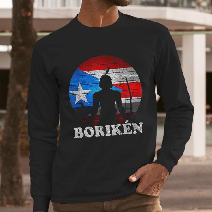 Puerto Rican Flag Taino Sun Boriken Borinquen Borikua Taino Men Long Sleeve Tshirt