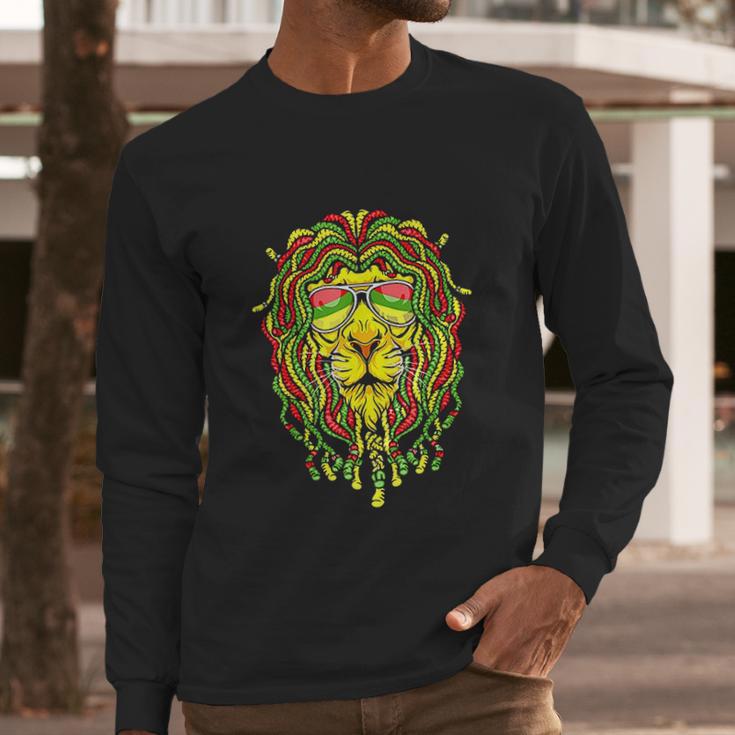 Rastafari Lion Dreadlock Jamaican Flag Reggae Music Rasta Men Long Sleeve Tshirt