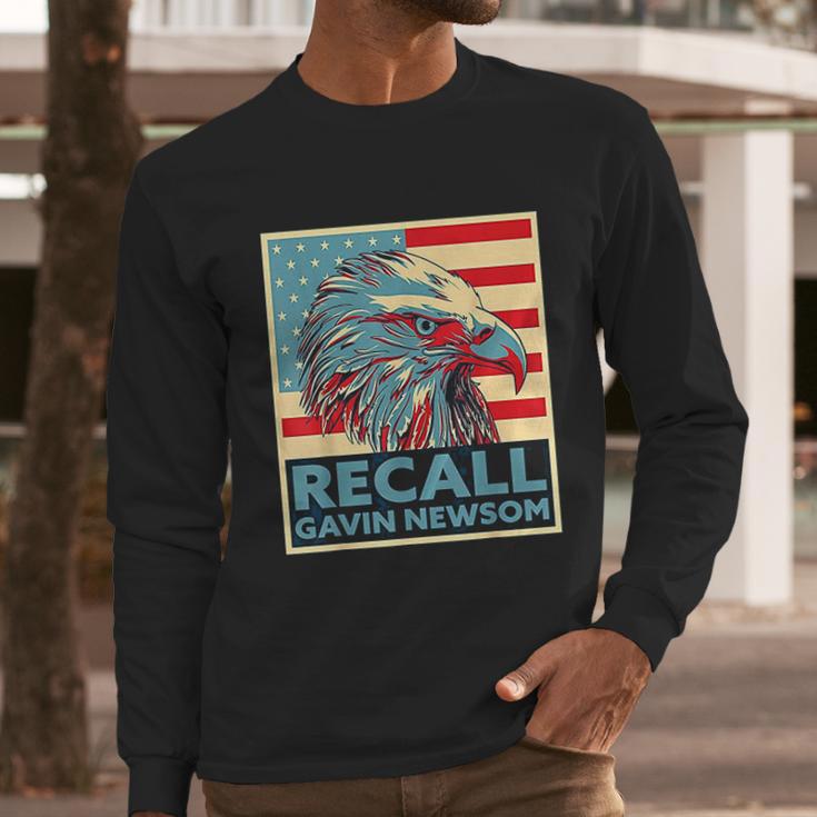 Recall Gavin Newsom 4Th Of July Us American Flag Eagle Men Long Sleeve Tshirt