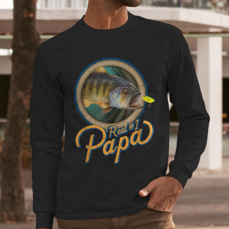 Mens Reel 1 Papa Best Father Dad Fishing Men Long Sleeve Tshirt