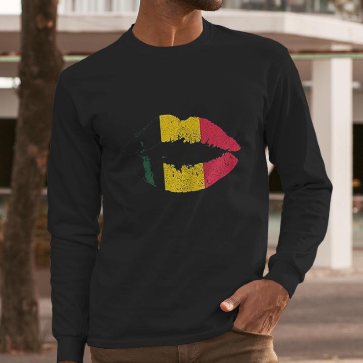 Reggae Kissing Lips Flag Men Long Sleeve Tshirt