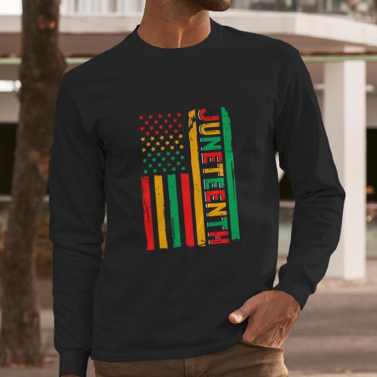 Rero American Flag African American Flag June 19 1865 Graphic Design Printed Casual Daily Basic Men Long Sleeve Tshirt