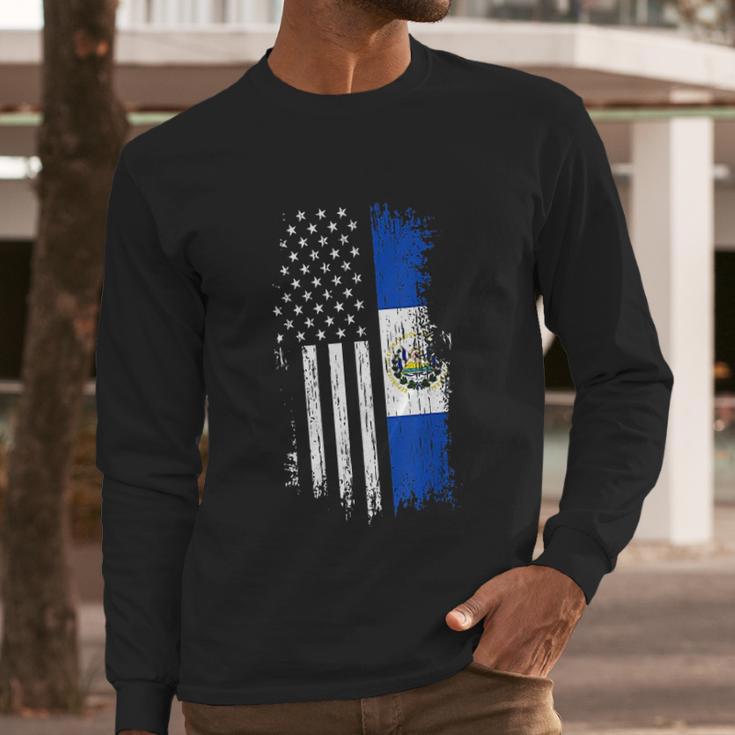 Salvadoran America Flag El Salvador Usa Men Long Sleeve Tshirt