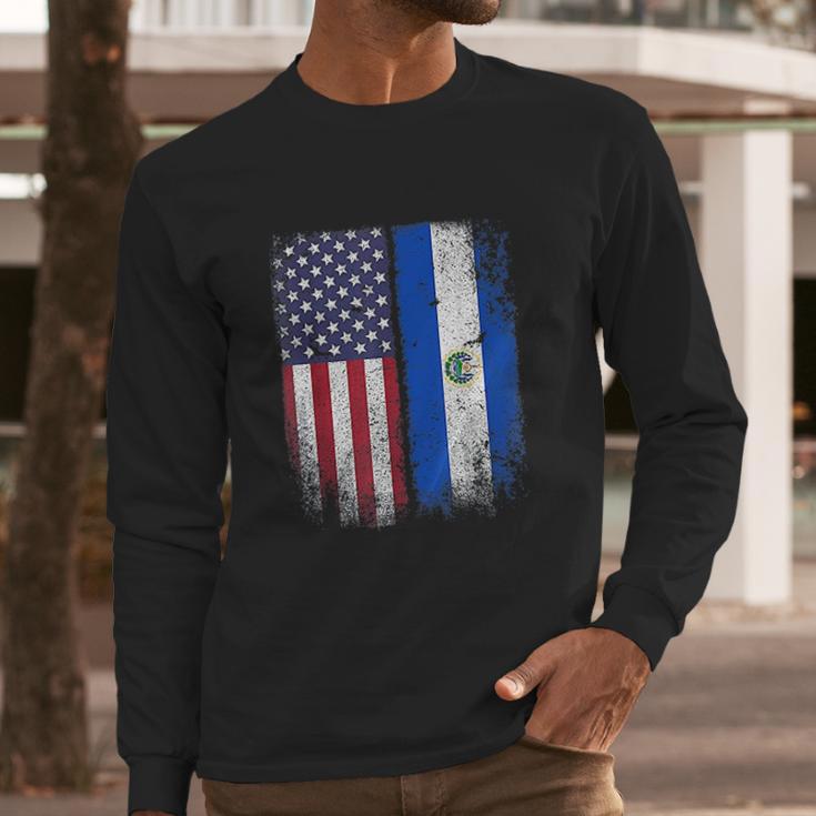 Salvadoran American Flag El Salvador Salvadorean Salvadorian Men Long Sleeve Tshirt