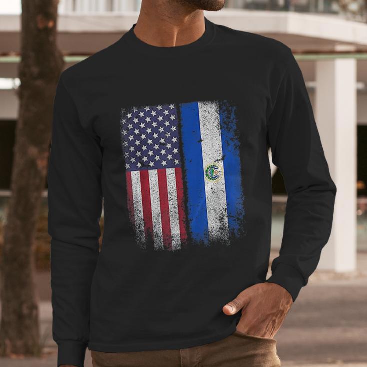 Salvadoran American Flag Men Long Sleeve Tshirt