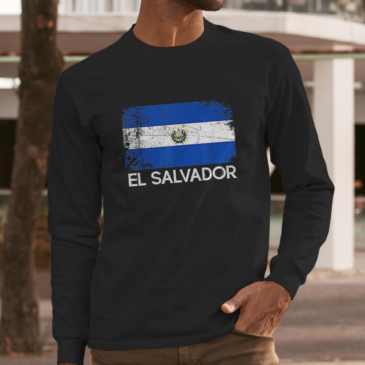 Salvadoran Flag Vintage Made In El Salvador Men Long Sleeve Tshirt