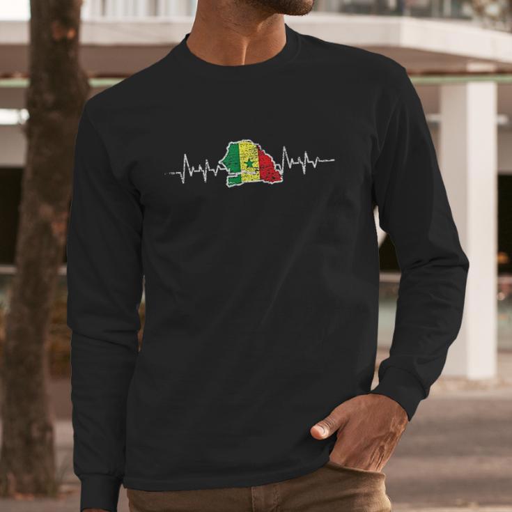 Senegalese Flag Heartbeat Men Long Sleeve Tshirt