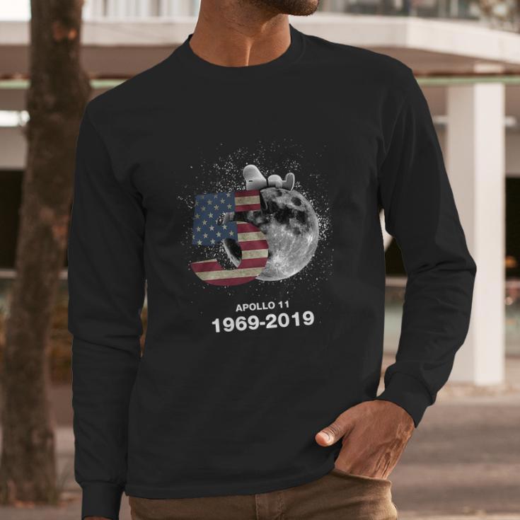 Snoopy 50Th Anniversary Apollo 11 1969-2019 American Flag Shirt Men Long Sleeve Tshirt