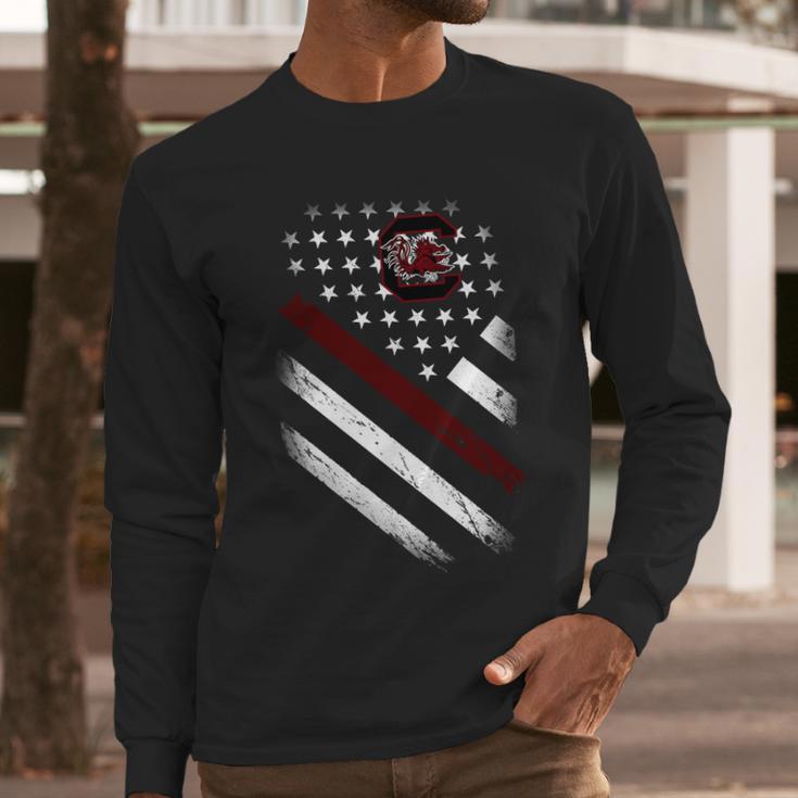 South Carolina Gamecocks American Flag Men Long Sleeve Tshirt