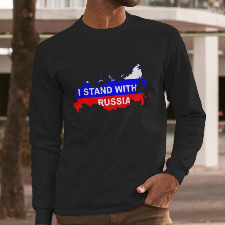 I Stand With Russia Support Russia Russian Flag Men Long Sleeve Tshirt