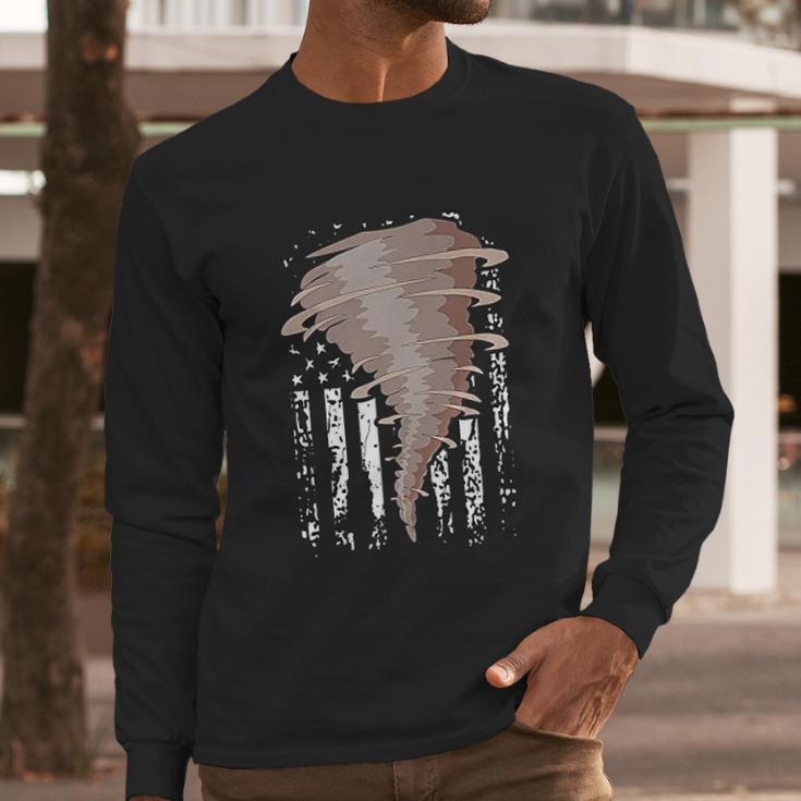 Storm Hunter American Flag Storm Chaser Tornado Gift Men Long Sleeve Tshirt