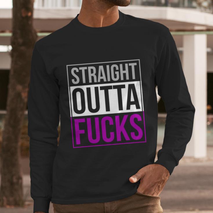 Straight Outta Fucks Pride Asexuality Asexual Flag Lgbt Gift Graphic Design Printed Casual Daily Basic Men Long Sleeve Tshirt