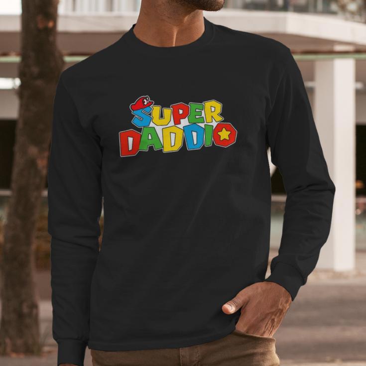 Super-Daddio Funny Dad Daddy Father Video Game Lovers Men Long Sleeve Tshirt