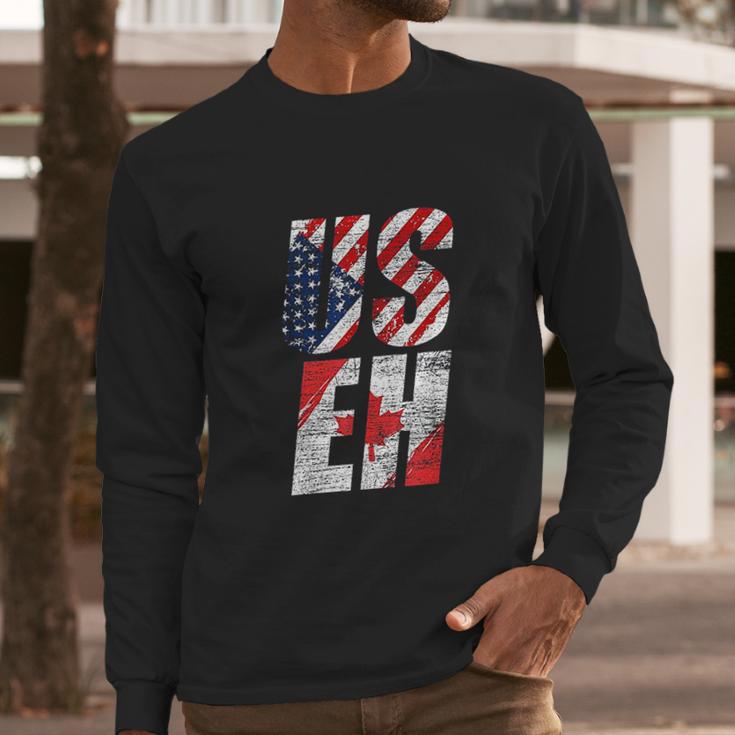 Useh Canadian Flag American Usa 4Th Of July Canada Men Long Sleeve Tshirt