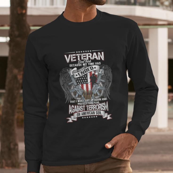 Veteran On American Soil Graphic Design Printed Casual Daily Basic Men Long Sleeve Tshirt