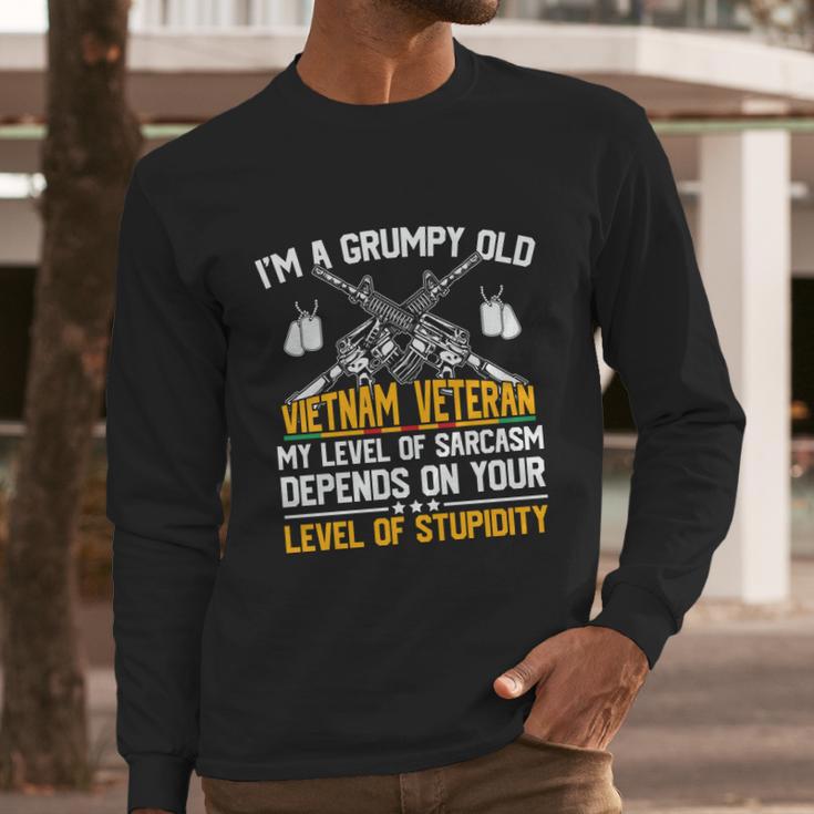 Veteran Day Im A Grumpy Old Vietnam Veteran Graphic Design Printed Casual Daily Basic Men Long Sleeve Tshirt