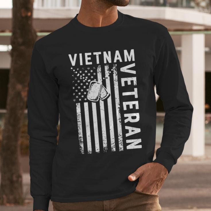 Vietnam Veteran 2022 Black White Great Flag Men Long Sleeve Tshirt