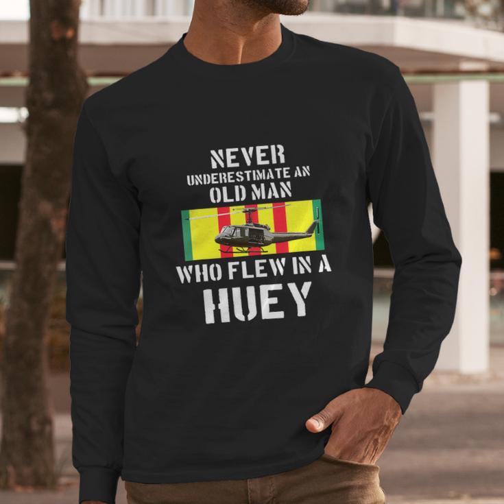 Vietnam Veteran VetUh1 Huey Helicopter Graphic Design Printed Casual Daily Basic Men Long Sleeve Tshirt