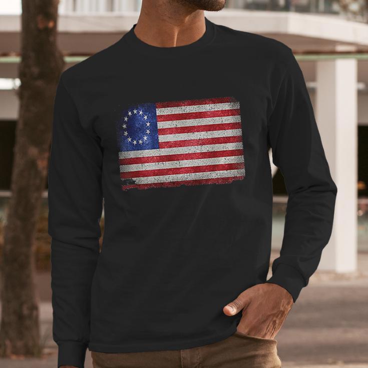 Vintage Flag American Victory 1776 Men Long Sleeve Tshirt