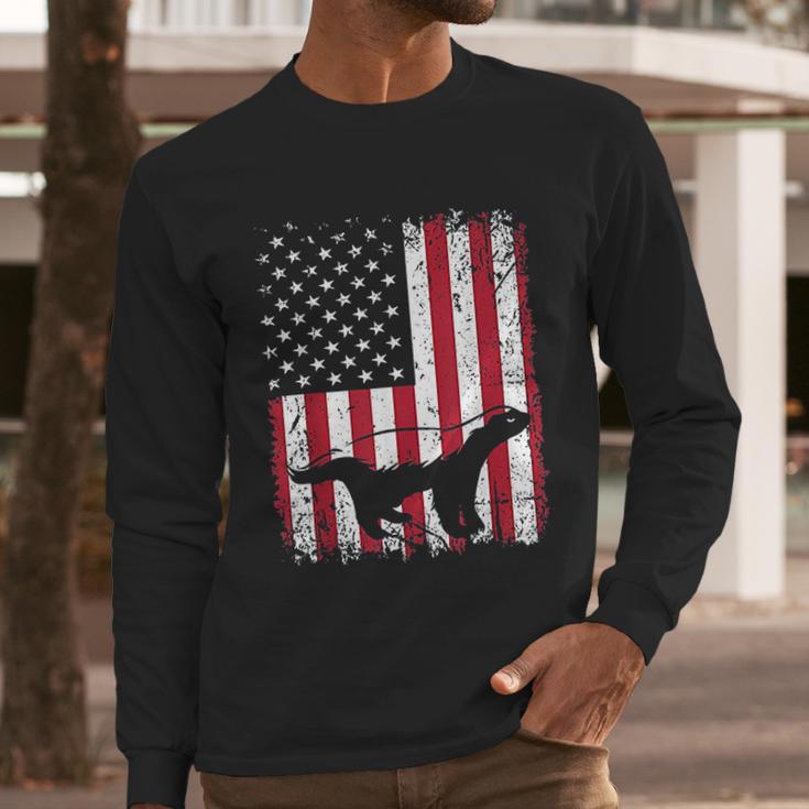 Vintage Honey Badger American Flag Animals Lover Men Long Sleeve Tshirt