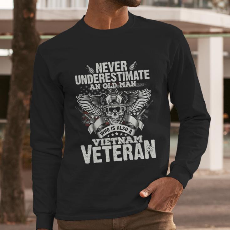 Vintage Us Flag Vietnam Veteran Fathers Day Grandfather Gift Graphic Design Printed Casual Daily Basic Men Long Sleeve Tshirt