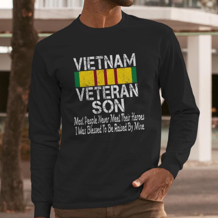 Vintage Us Military Family Vietnam Veteran Son Men Long Sleeve Tshirt