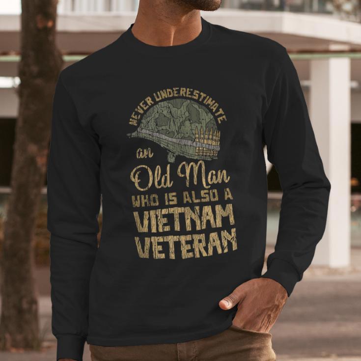 Vintage Veteran Grandpa Proud Army Vietnam Veteran Old Man Men Long Sleeve Tshirt