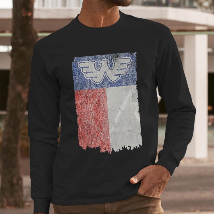 Waylon Jennings Texas Flag Men Long Sleeve Tshirt