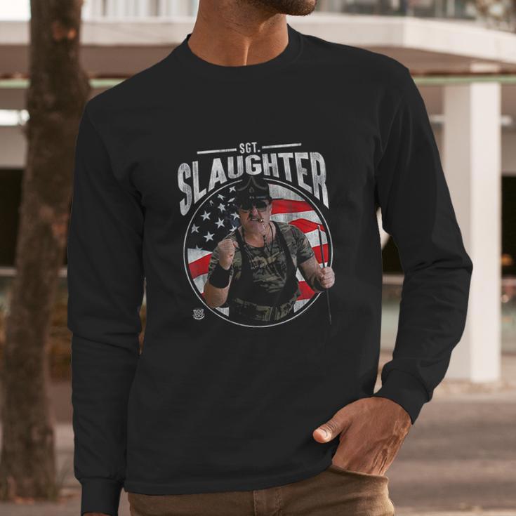 Wwe Sgt Slaughter With Flag Men Long Sleeve Tshirt