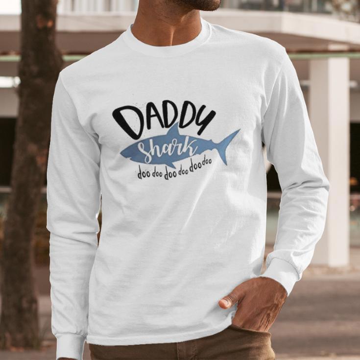 Daddy Shark Art Dad Birthday Gifts Men Long Sleeve Tshirt