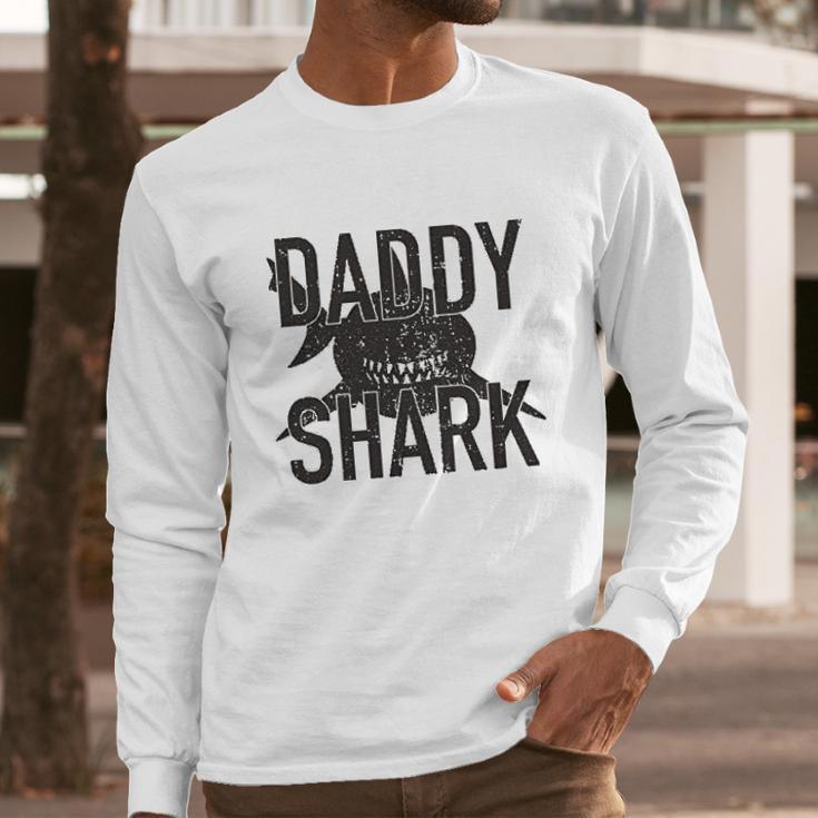 Daddy Shark Printed Graphic Dad Birthday Gifts Men Long Sleeve Tshirt