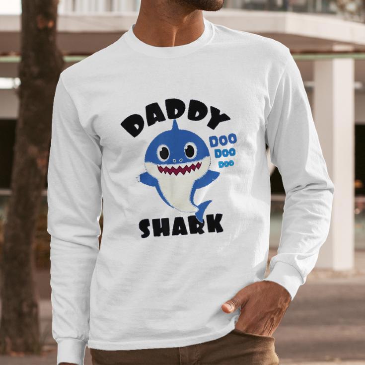 Daddy Shark Gift For Dad Shark Baby Cute Men Long Sleeve Tshirt