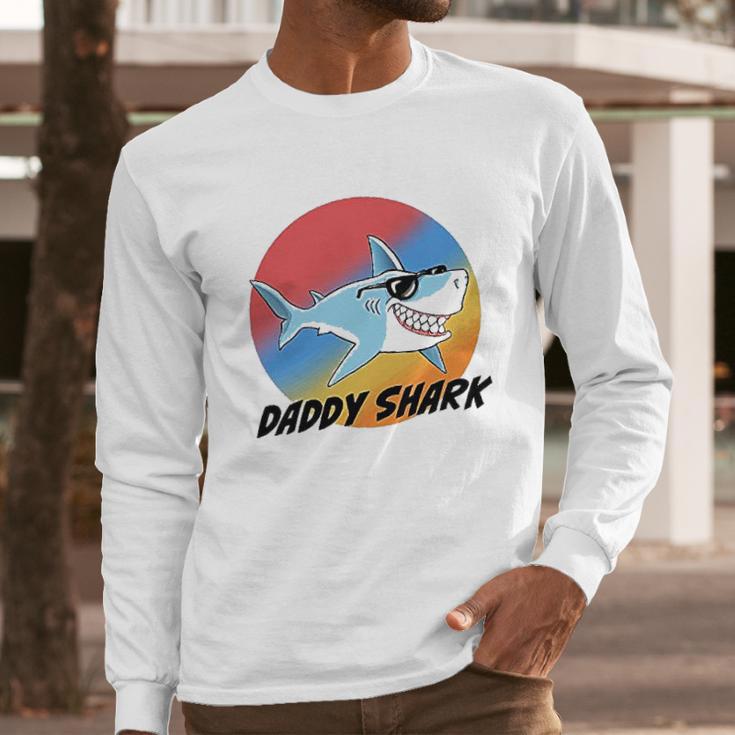 Daddy Shark With Sunglasses Dad Birthday Gifts Men Long Sleeve Tshirt