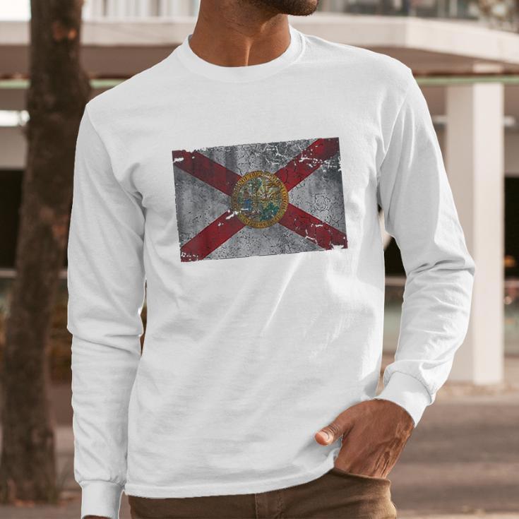 Florida Flag Vintage Fade Men Long Sleeve Tshirt