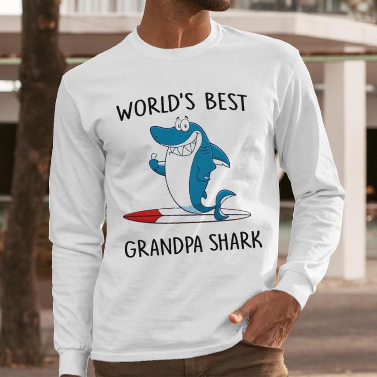 Grandpa Gift Worlds Best Grandpa Shark Men Long Sleeve Tshirt