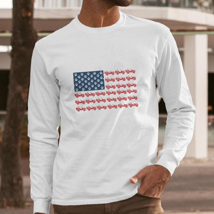 Jeeps And Paw Dog American Flag 4Th Of July Independence Day H Men Long Sleeve Tshirt