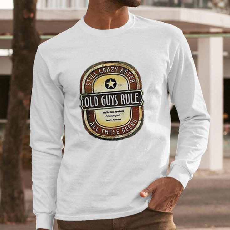 Old Guys Rule Crazy Brew Lake Blue Men Long Sleeve Tshirt