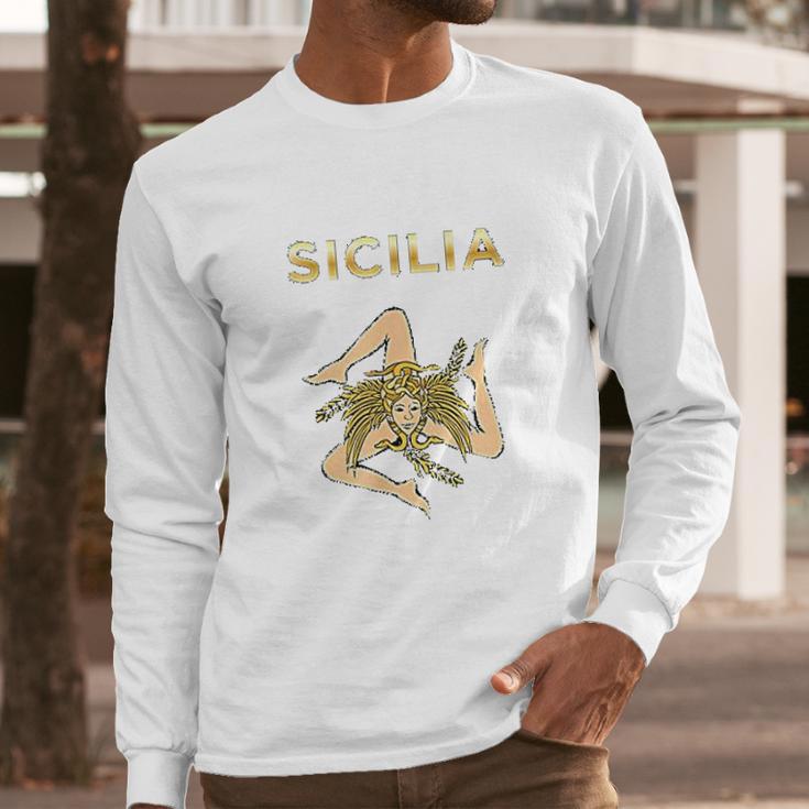 Sicilian Pride Sicilian Flag Trinacria Men Long Sleeve Tshirt