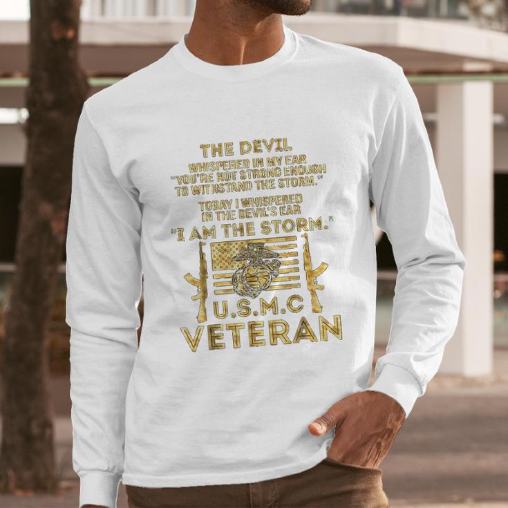 Usmc Veteran I Am The Storm Gold Effect Men Long Sleeve Tshirt